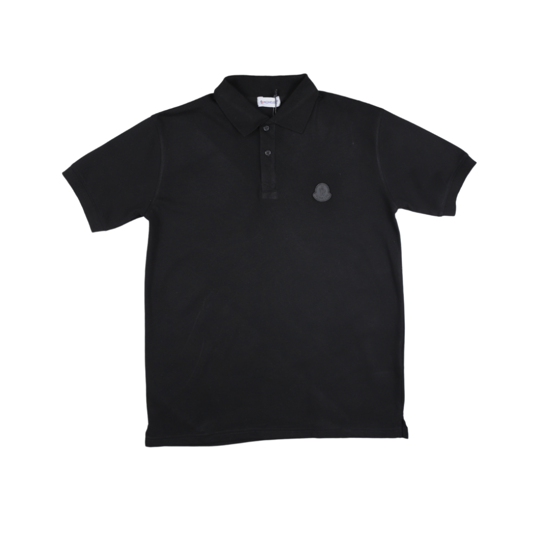 Moncler Logo Patched Plain Black Polo Shirt